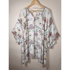 Urban Outfitters Womens Kimono Floral Swim Cover Up Duster Festival Boho XL
